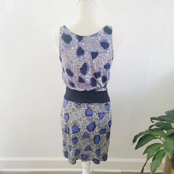Diane von Furstenberg Oblixe Blue Cheetah Faux Wrap Sleeveless Silk Dress S 6 - Picture 9 of 15